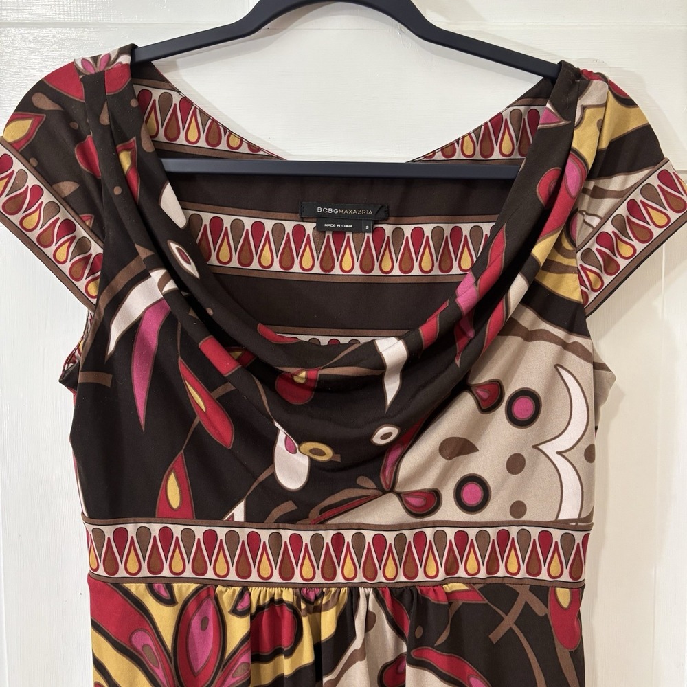 Y2K Babydoll BCBG Maxazria Retro High‎ Waist Fall Knit Dress Career Colorful